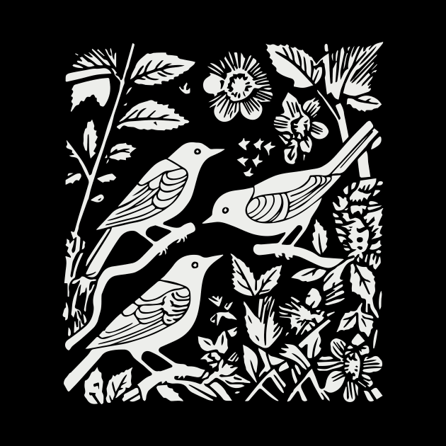 Lino Cut Birds by n23tees