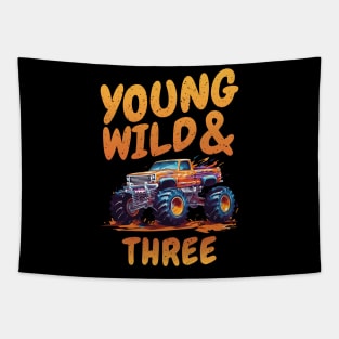 Kids Car 3rd Birthday Boy Three-Year Racing Monster Truck Tapestry