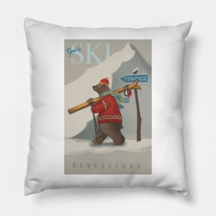 Ski bear illustration Pillow