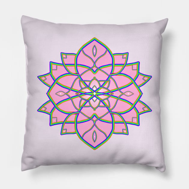 Pink Radial Mandala Flower Pillow by Art by Deborah Camp