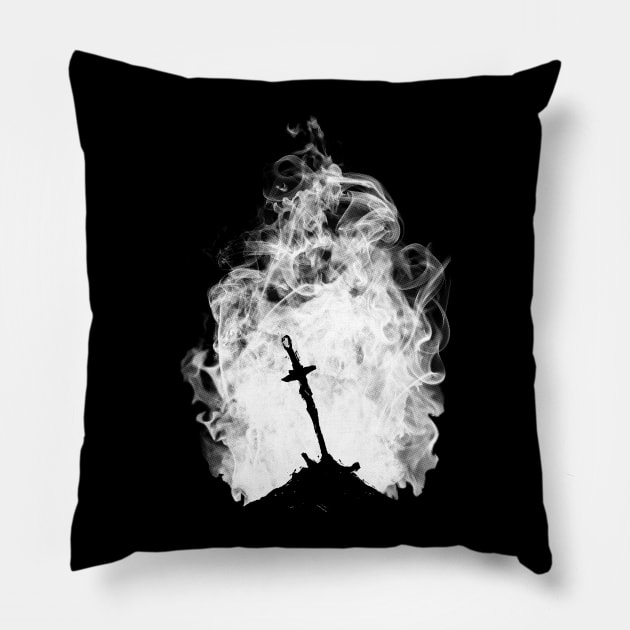 Dark Flame (White Version) Pillow by Manoss