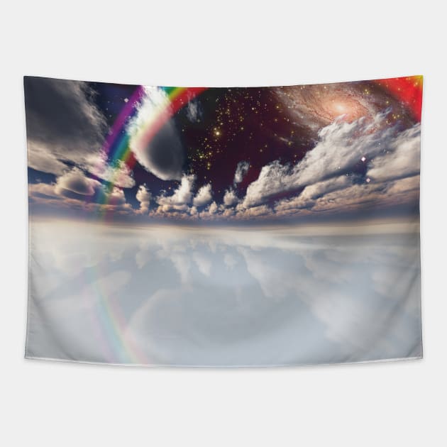 Rainbow over clouds Tapestry by rolffimages