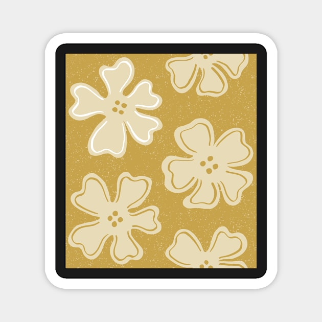 Pattern of button flowers on satin sheen gold Magnet by colorofmagic