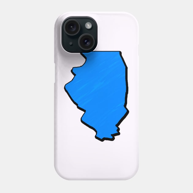 Bright Blue Illinois Outline Phone Case by Mookle