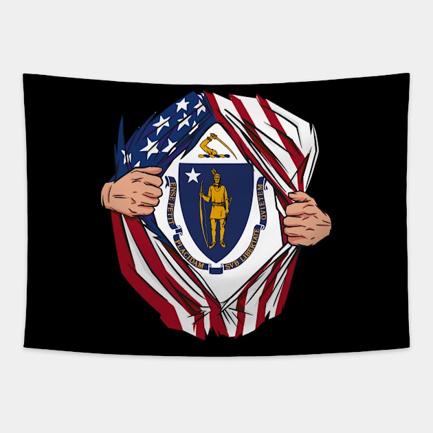 USA American Grown Massachusetts Flag Tapestry by tobzz