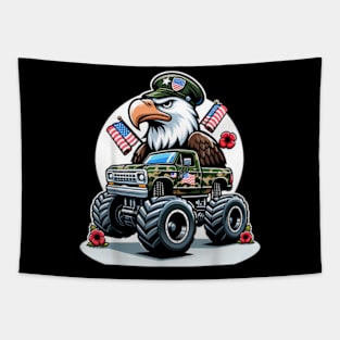 Memorial Day Kids Boys Eagle American Flag Truck Tapestry