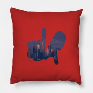 Medium LA Hands, Skyline v4 Pillow