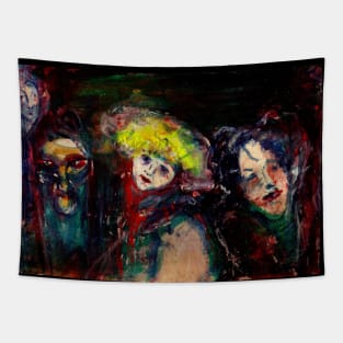 CARNIVAL NIGHT IN VENICE Venetian Masquerade Masks in Darkness Tapestry