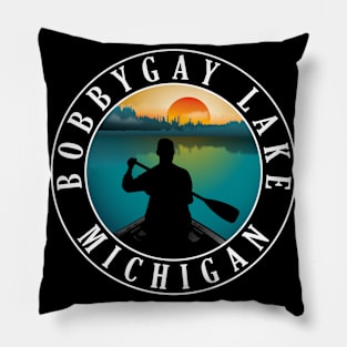 Bobbygay Lake Canoeing Michigan Sunset Pillow