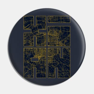 Xian, China City Map Typography - Gold Art Deco Pin