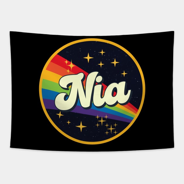 Nia // Rainbow In Space Vintage Style Tapestry by LMW Art
