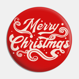 Merry Christmas Typography swirls snow Pin