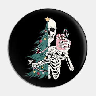 Sorta Scary - Sorta Merry Christmas Skeleton - Christmas Tree Pin