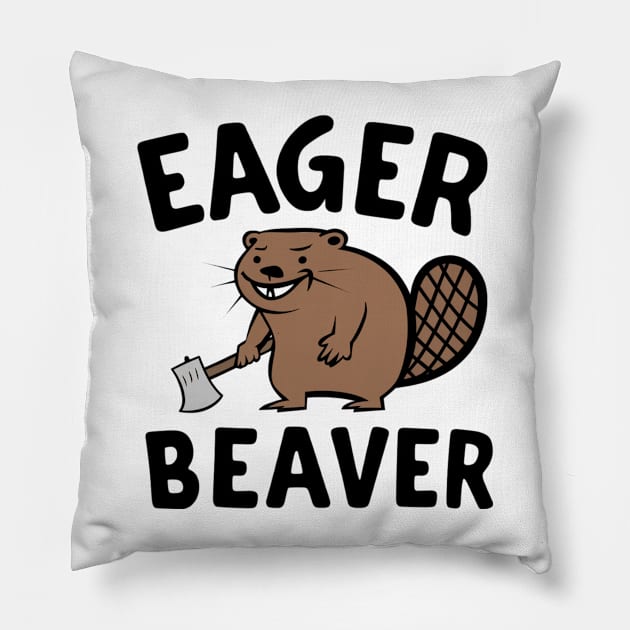 Eager Beaver Vibes Only Pillow by Perspektiva