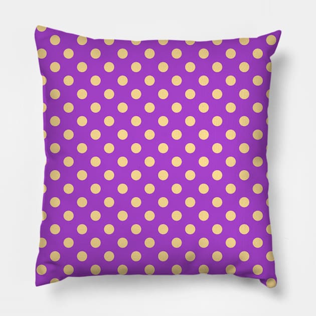 Yellow Polka Dots Pattern on Purple Background Pillow by DesignWood Atelier