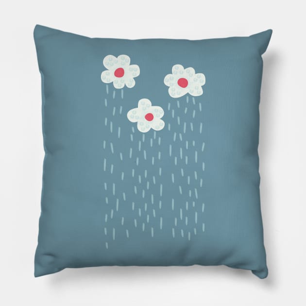 Raining Flowery Clouds Pillow by Boriana Giormova