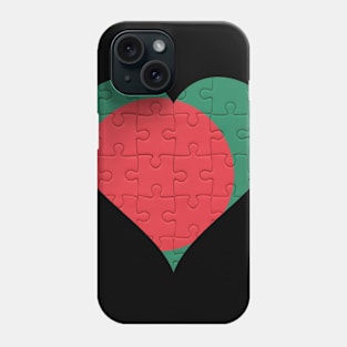 Bengali Jigsaw Puzzle Heart Design - Gift for Bengali With Bangladesh Roots Phone Case