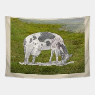Cow Nibbling on the Grass Tapestry