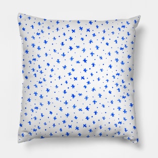 Snowflakes and dots - blue Pillow