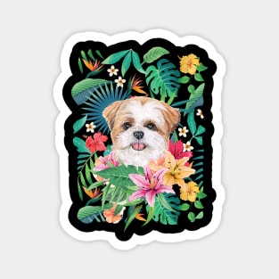 Tropical Gold Red White Shih Tzu 5 Magnet