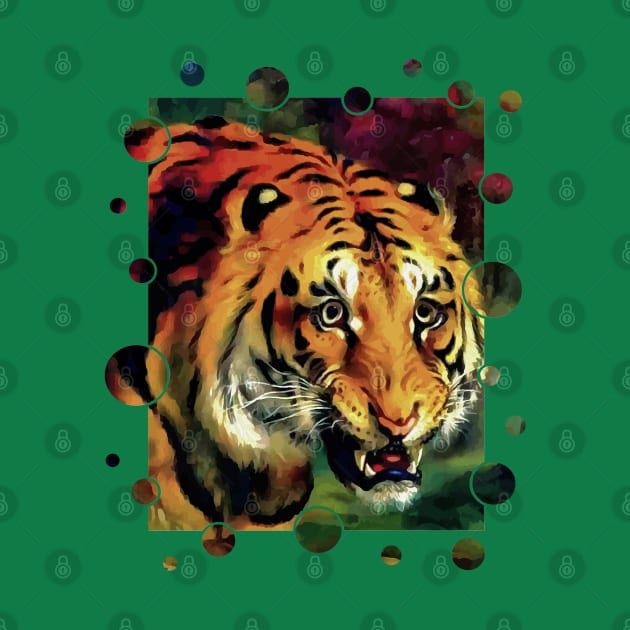 Bengal Tiger Vector With Circle Edge Cut Out by taiche