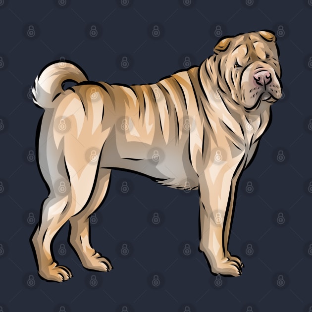 Cute Sharpei Dog | Fawn by Shirin Illustration