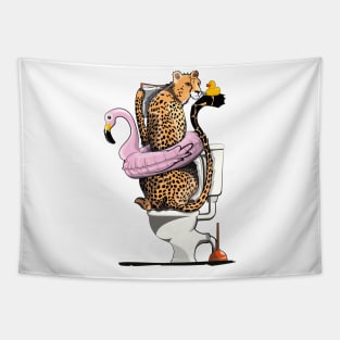 Cheetah on the Toilet Tapestry