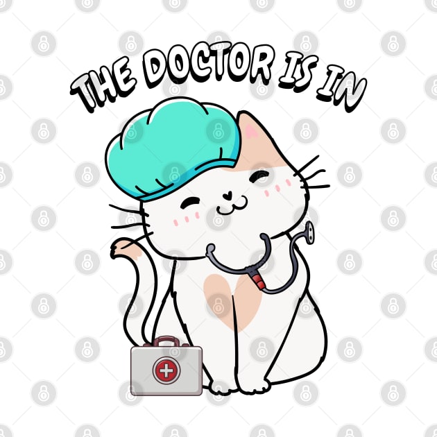 Cute white cat is a doctor by Pet Station