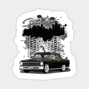 1967 Black Chevy II Nova Detroit Iron Print Magnet