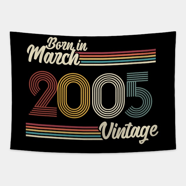 Vintage Born in March 2005 Tapestry by Jokowow