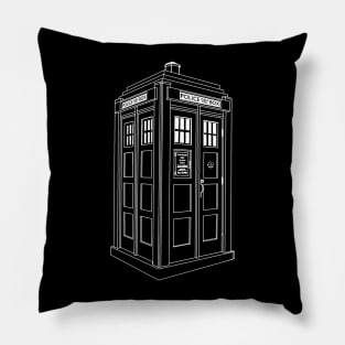 1920's Mackenzie Style Police Box White Line Pillow