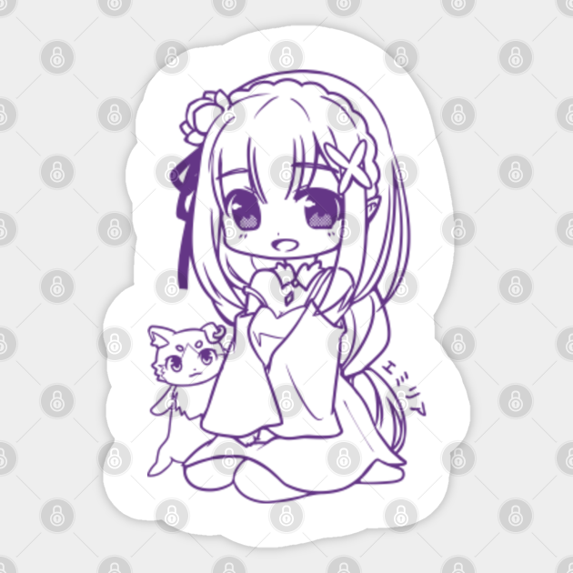 Re Zero Emilia And Puck Emilia Sticker Teepublic Uk