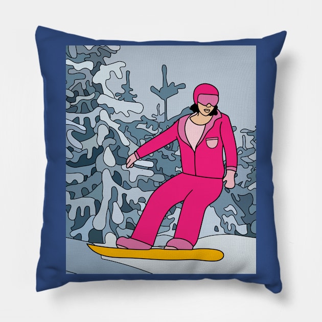 Skier Snow Mountains Extreme Sport Pillow by flofin