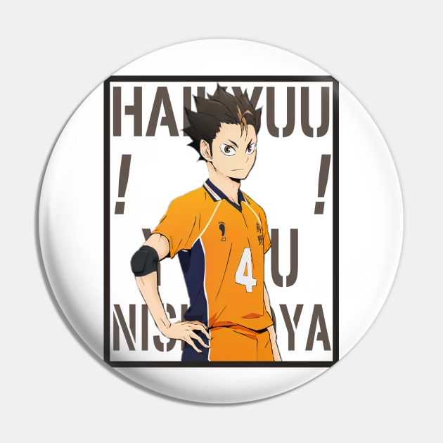 Haikyuu!!: Yu Nishinoya with Colored Background Text Pin by InalZ