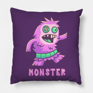 Purple Monster with Green Belt (Text) Pillow