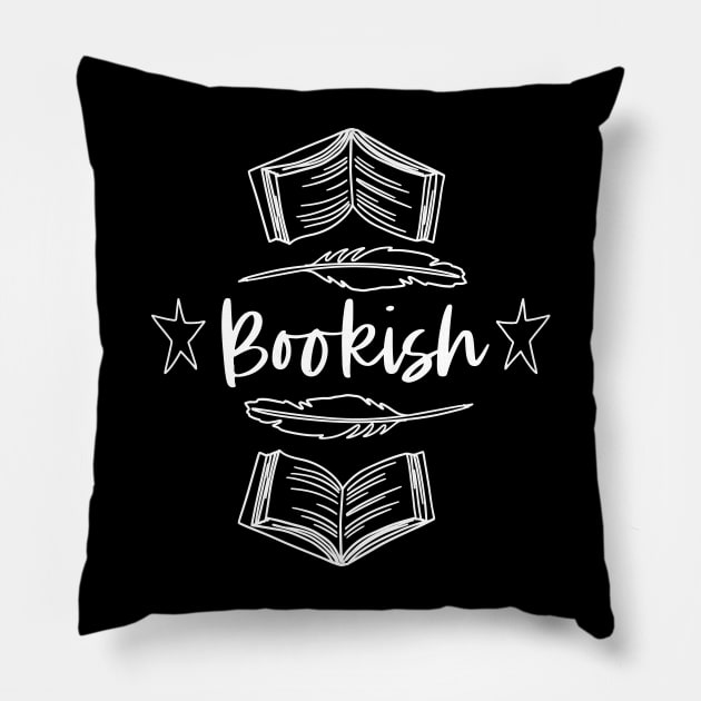 Bookish - White Lines - Reader Poet Bookworm Novelist Author Pillow by Millusti