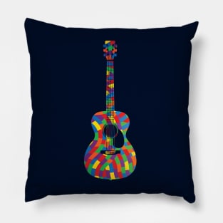 Concert Style Acoustic Guitar Colorful Texture Pillow
