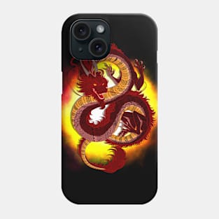 Zentangle Chinese Fire Dragon on Black Background: Intricate Mythical Creature Art Phone Case