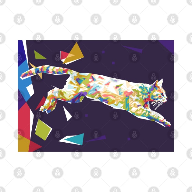 Cat Jumping Colorful Background by Paradox Studio