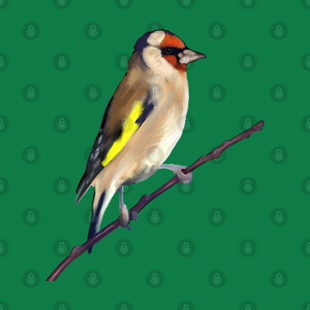 Goldfinch on a twig digital painting by Nigh-designs