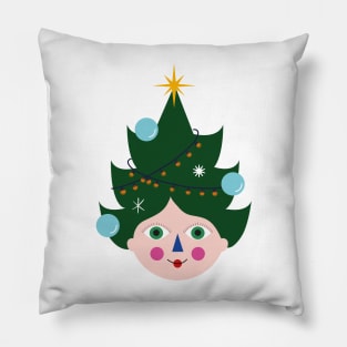 Merry Christmas december winter holidays funny humor gift present christmas tree Pillow