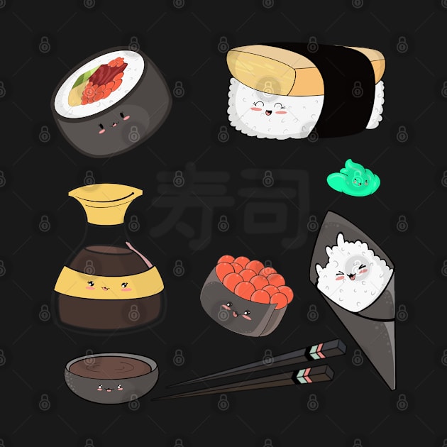 Cute Kawaii Japanese Sushi by smoochugs