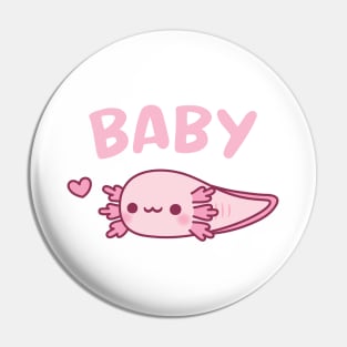 Cute Pink Baby Axolotl Larva Doodle Pin