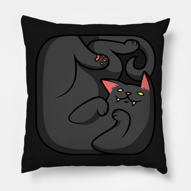 Black square cat Pillow by shizayats