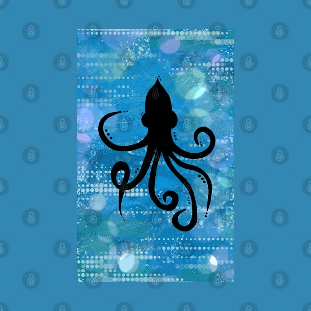 Squid Silhouette on a Blue Abstract Background by Tenpmcreations