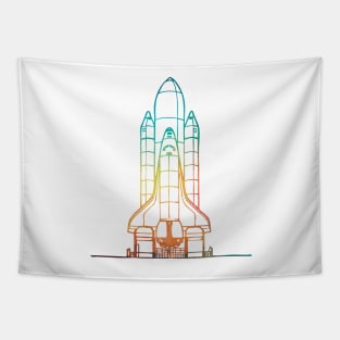 Rainbow space ship Tapestry