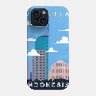 Jakarta, Indonesia. Retro travel poster Phone Case