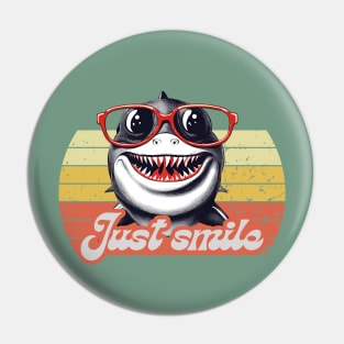 Just smile funny shark with red glasses Pin