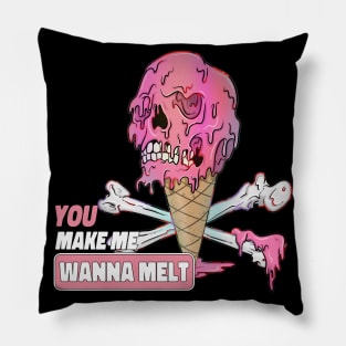 Make Me Melt Dripping Ice Cream Skull Pillow