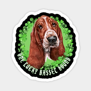 One Lucky Basset Haund Funny St. Patrick Dog Magnet